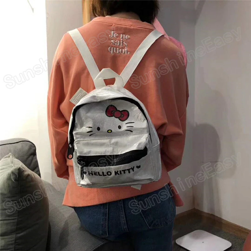 Модный мини-рюкзак с принтом HELLO KITTY, Студенческая сумка, рюкзак из бумажного материала, многофункциональная Женская Повседневная сумка