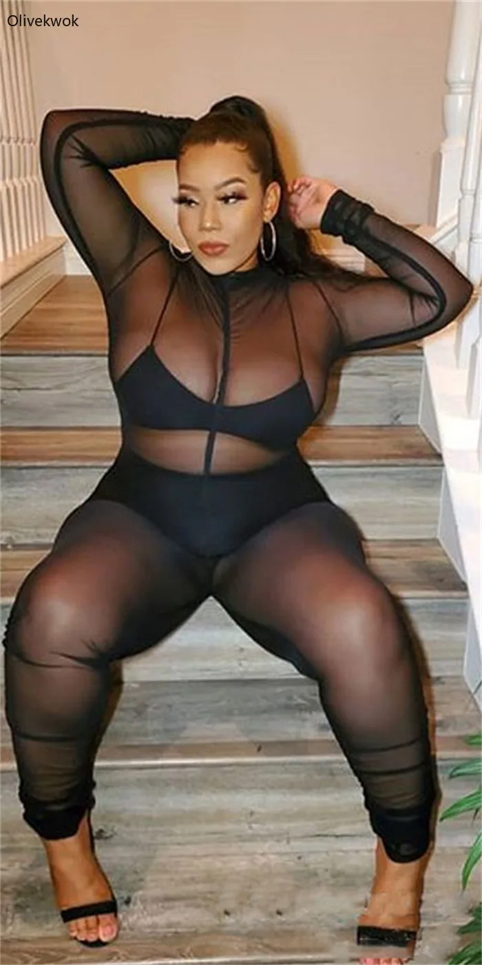 Olivekwok размера плюс сексуальные вечерние костюмы для ночного клуба Комбинезоны с