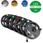 Светодиодная лента 3528 RGB, 5 м, 300 светодиодов, 12 В постоянного тока, красный, зеленый, синий, теплый белый, холодный белый, гибкая SMD 3528, светодиодная Диодная лента, лента, лампа