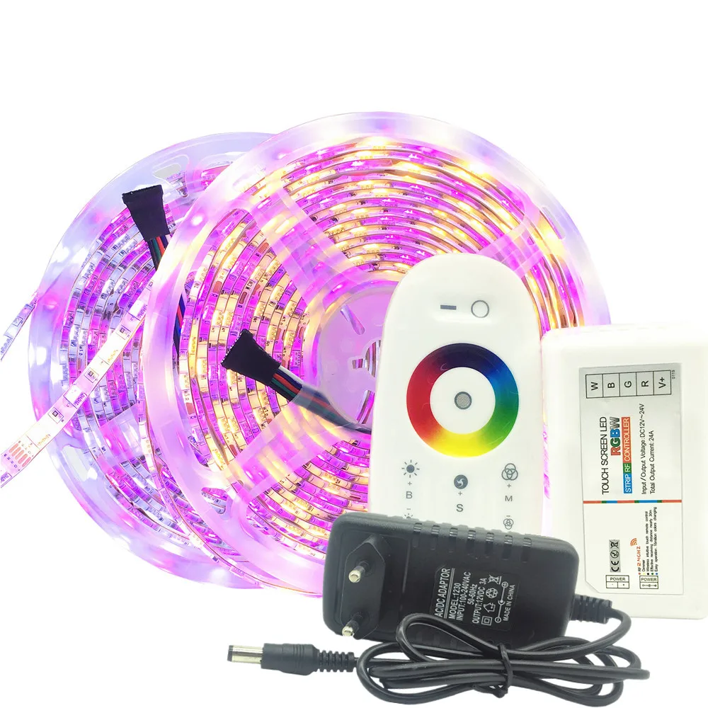 

10m 5m RGB RGBW RGBWW led strip Waterproof IP65/IP20 5050 tape ribbon 12V+2.4G Touch Screen Remote Controller+Power adapter Kit