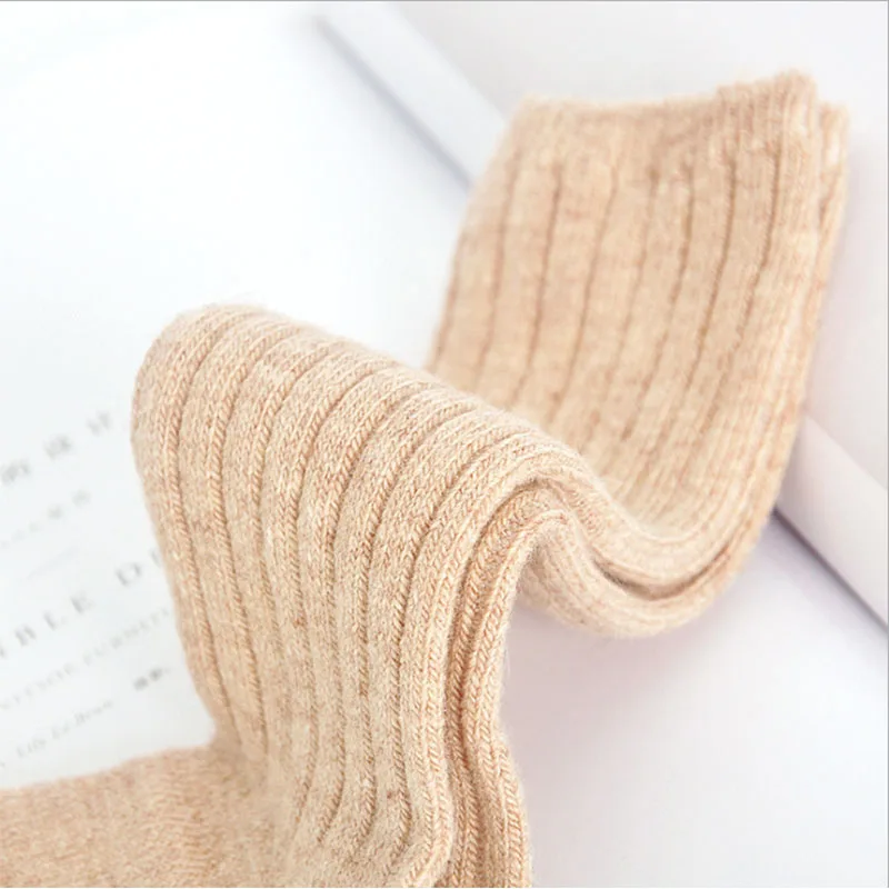 Winter thick Baby Girls wool Knee High Socks Solid Candy Color Kids Toddler Double Needle Short Socks For Children