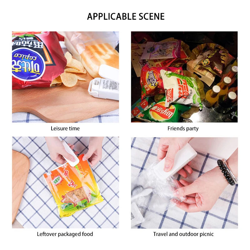 

Portable Household Mini Sealing Machine Plastic Package Storage Bag Travel Hand Pressure Heat Sealer