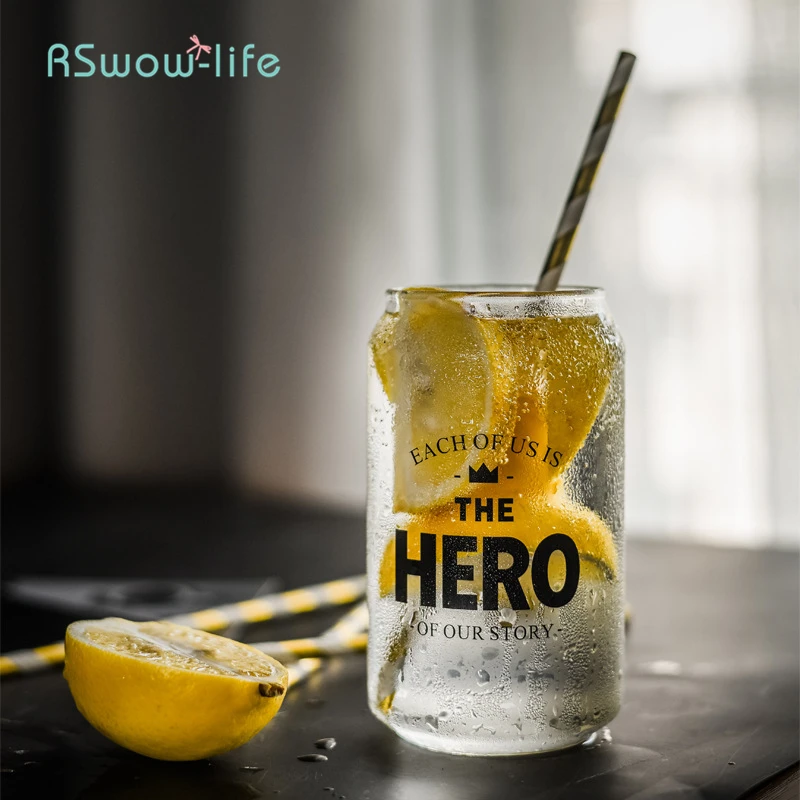 Термостойкая стеклянная чашка с надписью в скандинавском стиле для сока