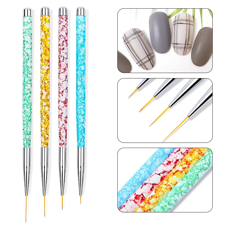 

4 Pcs/Set Nail Art Graffit Liner Painting Brushes Pen 6-20mm Mixed Colors Flower Drawing Fine Details Brushes for Manicure
