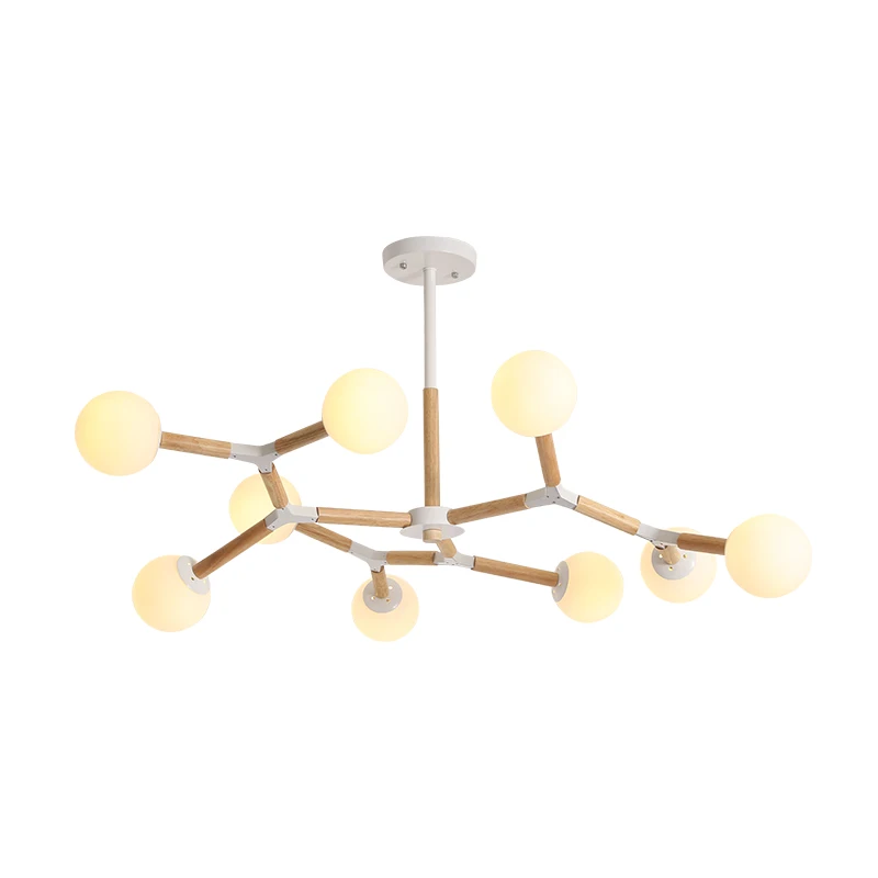 

Modern Wooden Chandeliers Light Nordic Dining Room Kitchen Light Led Pendant Chandelier Hanging Lamp For Bedroom Lustre WF1111