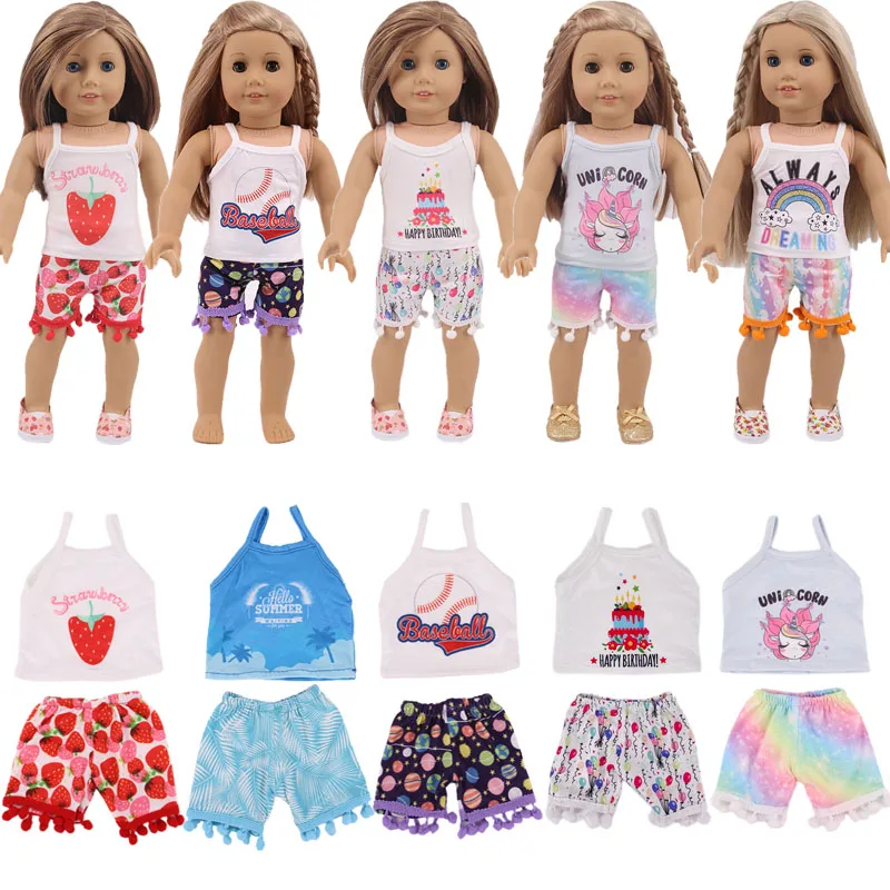 2 шт./компл. милая повседневная одежда для дома топ на подтяжках девочек 18 дюймов