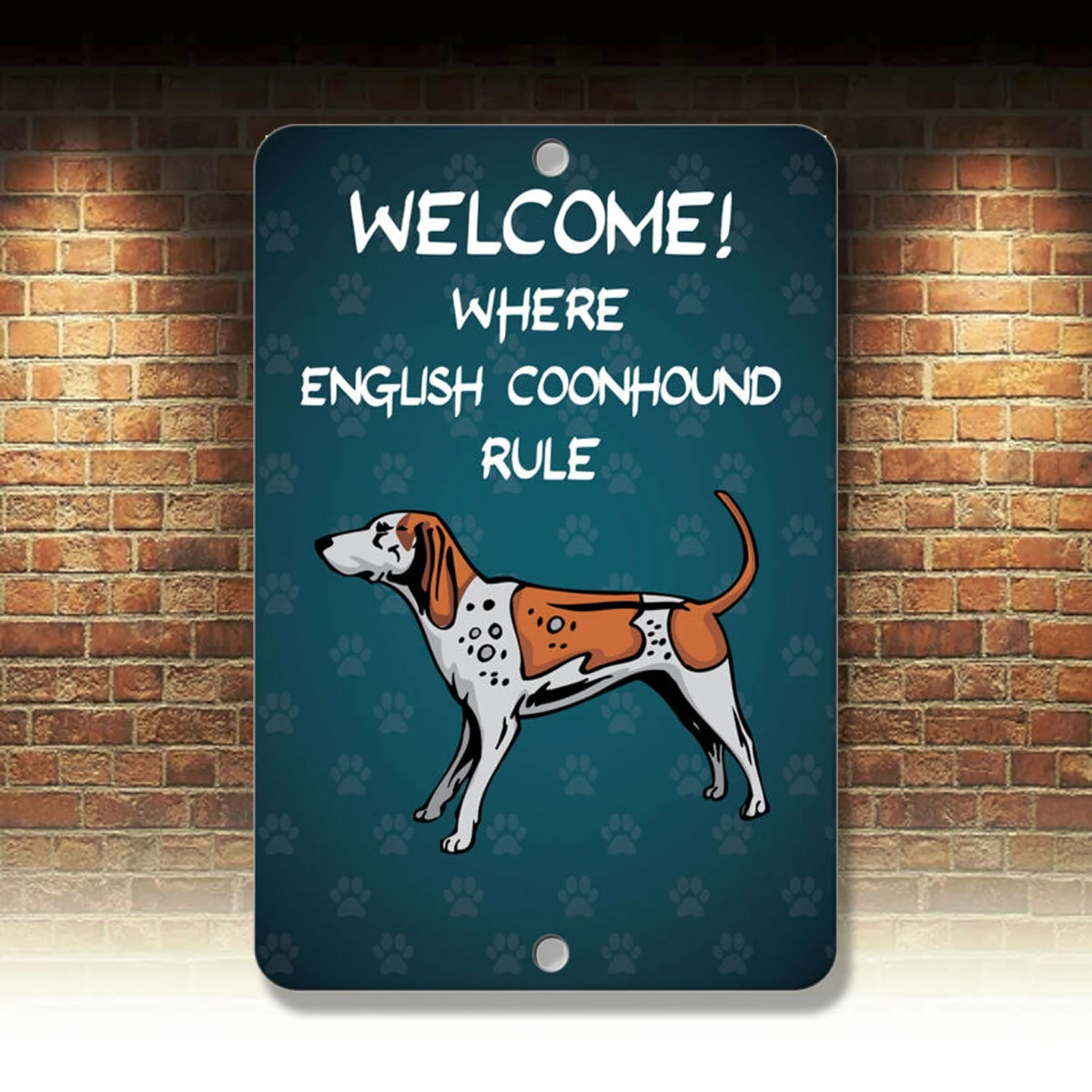 

Добро пожаловать, где англоязычная собака COONHOUND, металлический знак-8 дюймов x 12 дюймов