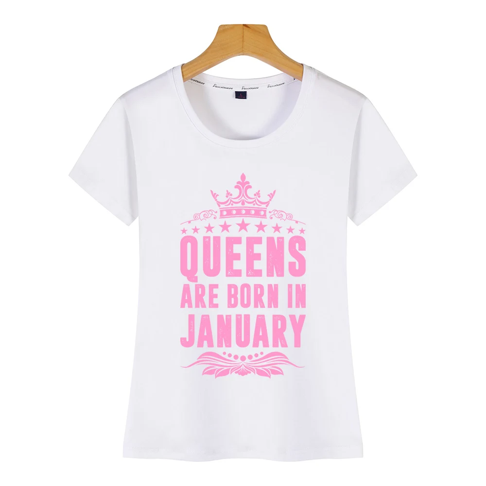 Топы футболка женская queens are born in January Summer Harajuku короткая футболка|Футболки| |