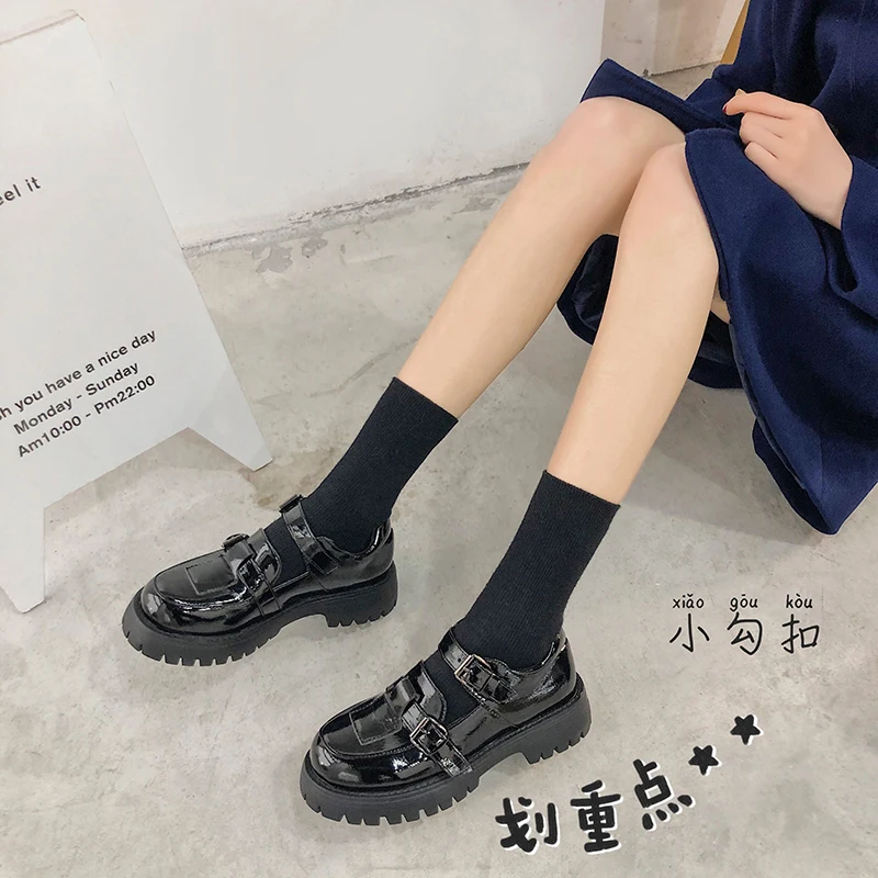 

All-Match Shoes Woman Flats Casual Female Sneakers Round Toe British Style Modis Oxfords Dress Retro Preppy 2021 New Leather