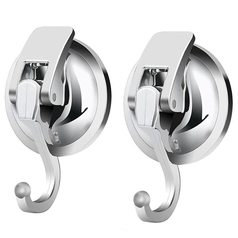 

F2TE Punch-free Wall Hooks Heavy Duty Vacuum Suction Cup Hooks Rustproof and Waterproof for Bathroom Kitchen Organizer 2Pcs