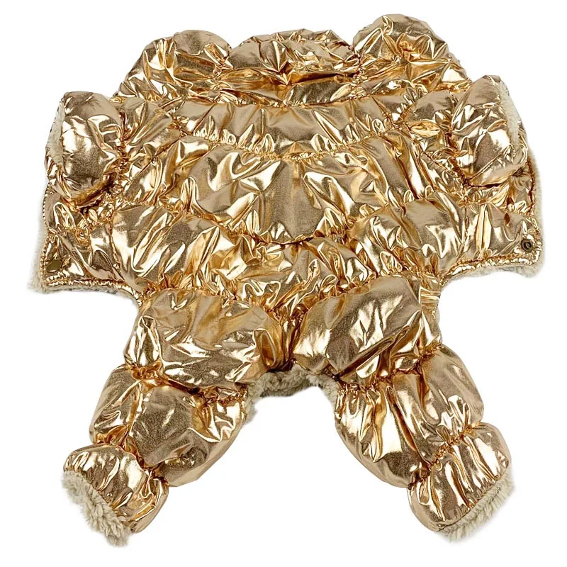 Блестящая золотая Одежда для собак зимнее теплое пальто чихуахуа одежда щенков