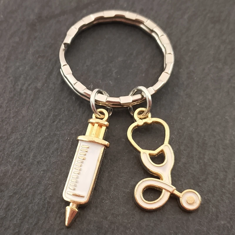 New Design Jewelry Doctor Medical Tools Stethoscope Syringe Key Ring Nurse Student Gift Keychain Souvenir Charm Bag Car | Украшения и