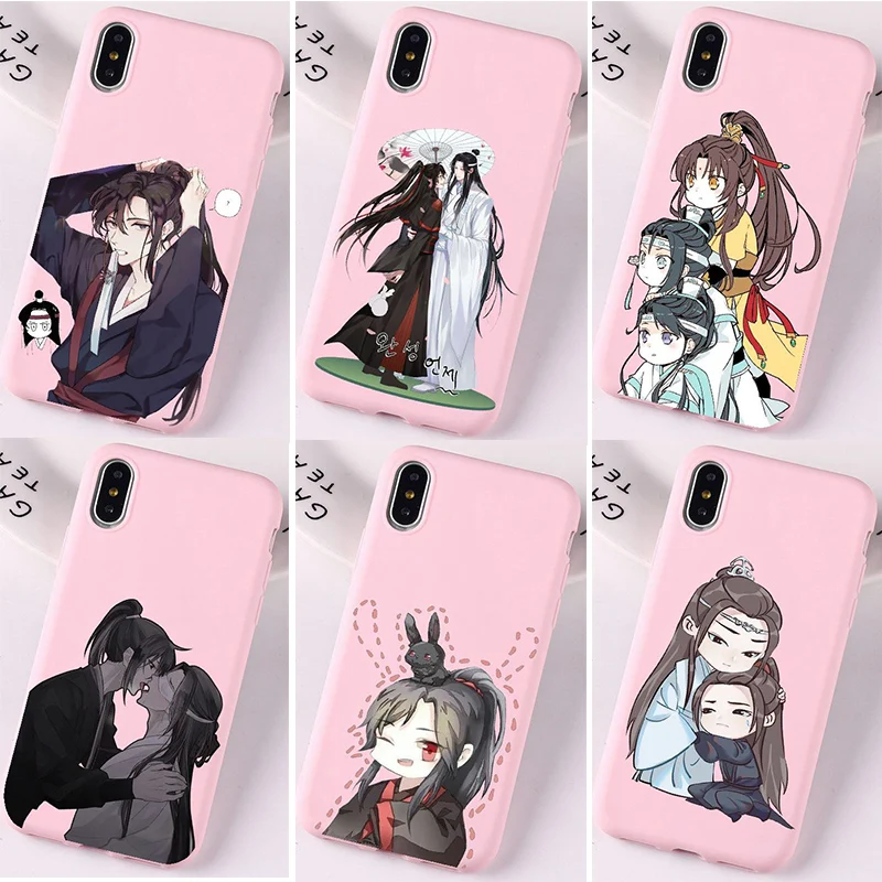 11 милый чехол ProMax Kawaii Mo Dao Zu Shi мультяшный аниме пастельный розовый для iPhone X XR MAX 12