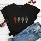 Цветная футболка из 100% хлопка с рисунком грибов, винтажная охотничья футболка с рисунком грибов, Милая женская футболка с рисунком, топ для микологии