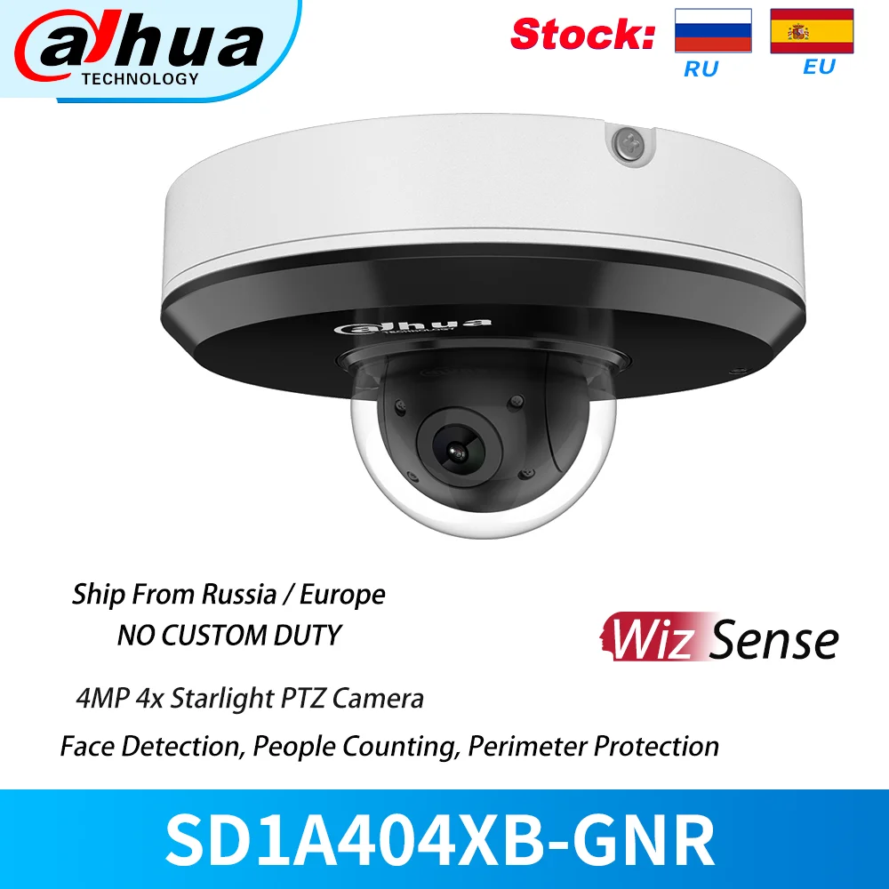 

Dahua 4MP IP Camera SD1A404XB-GNR 4X Starlight IR WizSense Network PTZ Camera PoE People Counting IP66 Audio Built-in Microphone
