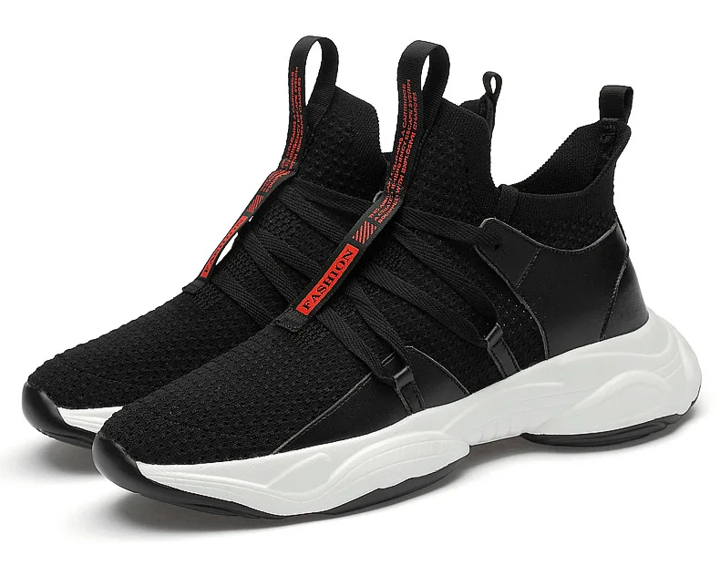 

New men's fashion splicing surface all-match breathable flying woven sneakers invisible increase 6CM/8CM casual shoes