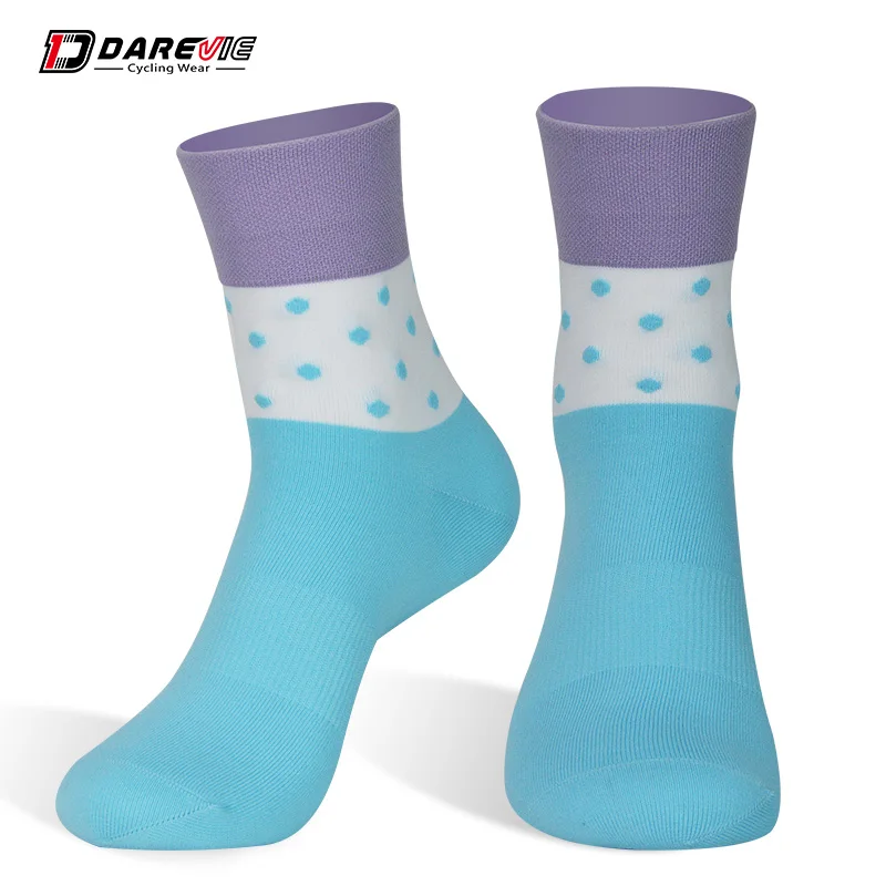 Darevie cycling socks soft sports socks breathable socks elastic biking socks anti-bacterial reflective bicycle cocks MTB road - Цвет: Blue