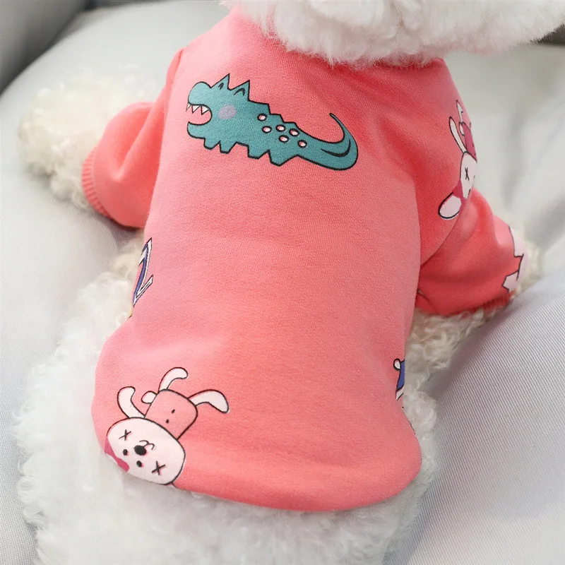 

Puppy Cute Cartoon Print Sweater For Small Medium Dogs Soft Cotton Summer Clothes Suit for Chihuahua Cats Yorkies Pet Costume
