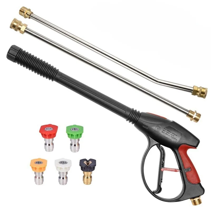 4000PSI High Pressure Washer Spray G-Un,M22 14mm Car Washer Foam Cleaning Tool with 5 Nozzles and 30° Degree Curved Rod