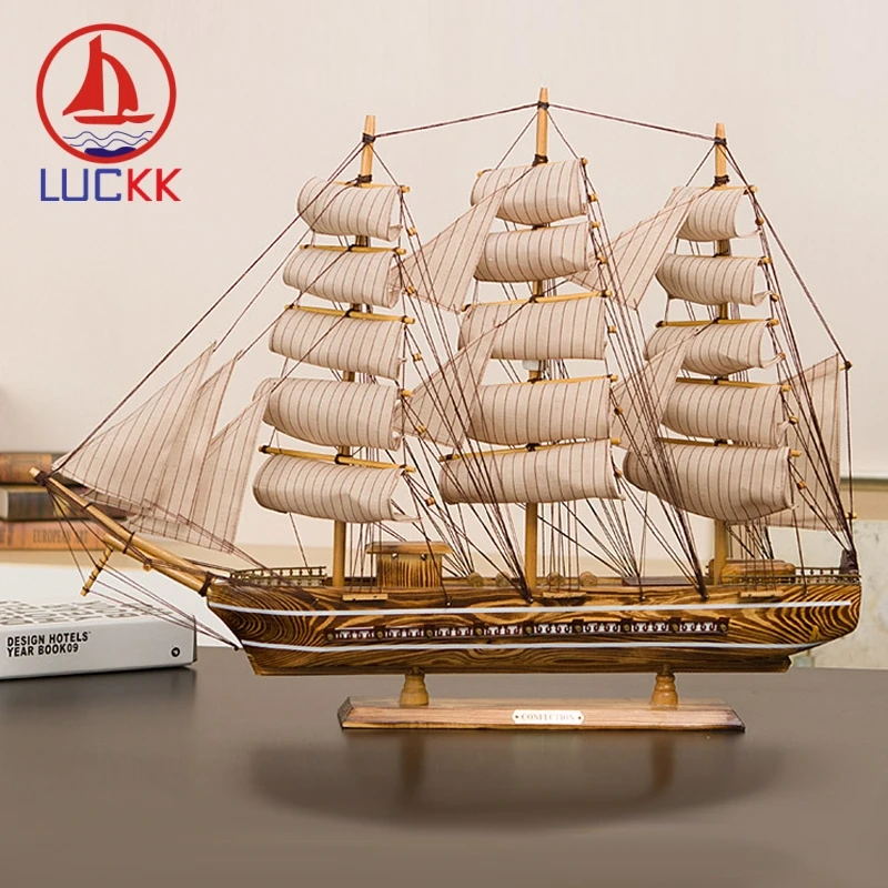 Деревянная парусная лодка ручная работа 80 см | Дом и сад