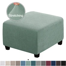 Ottoman Stool Cover Furniture Protector Covers Jacquard Elastic Square Footstool Sofa Slipcover Chair Covers