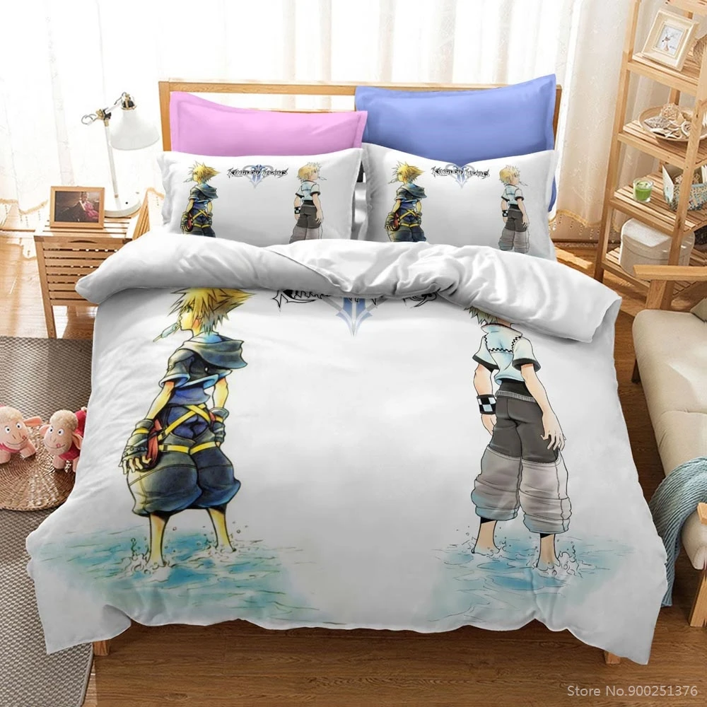 

2/3pcs Kingdom Hearts 3D Printed Bedding Set Soft Duvet Cover Set Quilt Cover & Pillowcase Set Bedclothes Twin Full Queen King