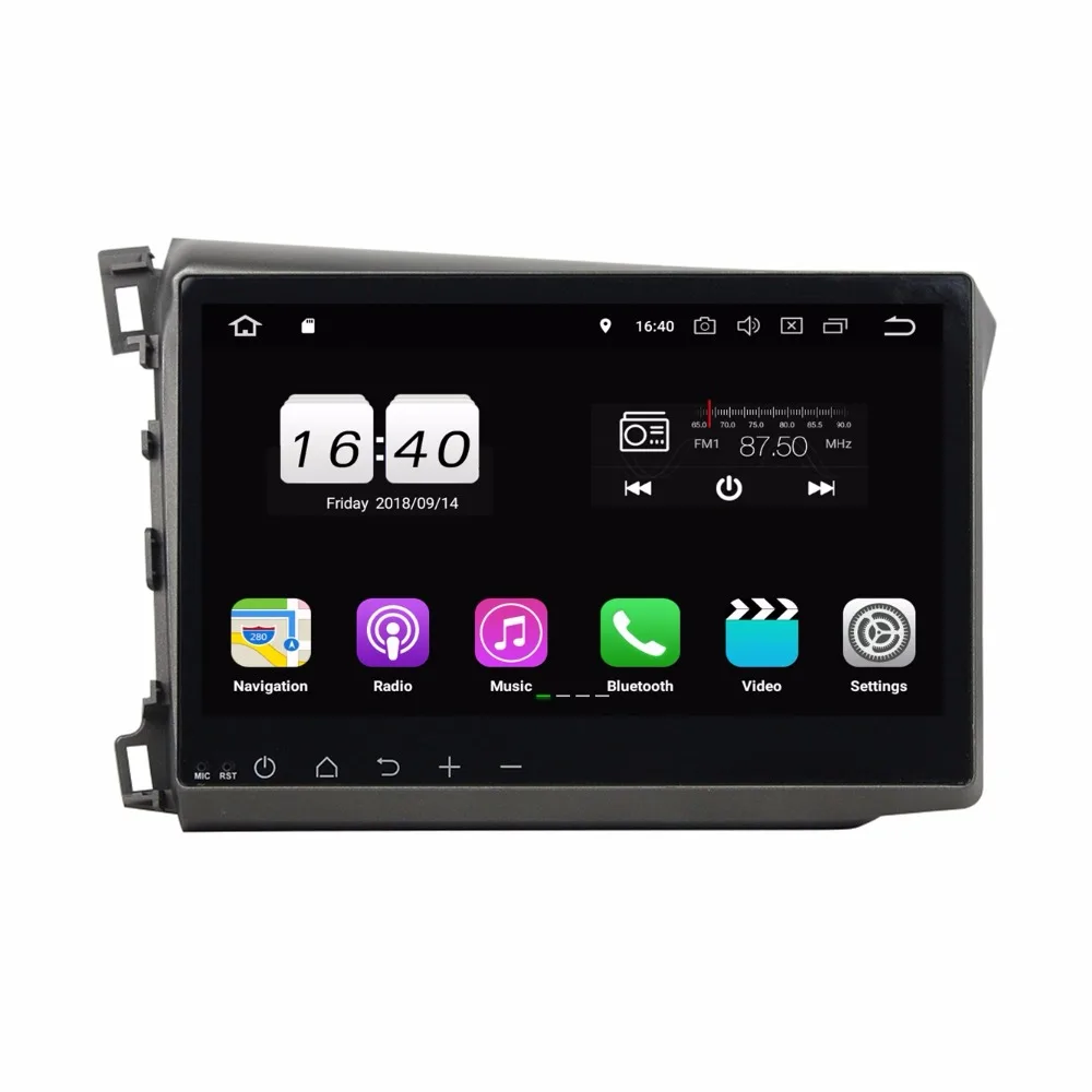 10 1 дюймов 1024*600 IPS Android 8 для Honda CIVIC 2012 2 Гб ОЗУ автомобильный DVD плеер GPS карта Navitel RDS радио wifi BT 4 0 Рулевое