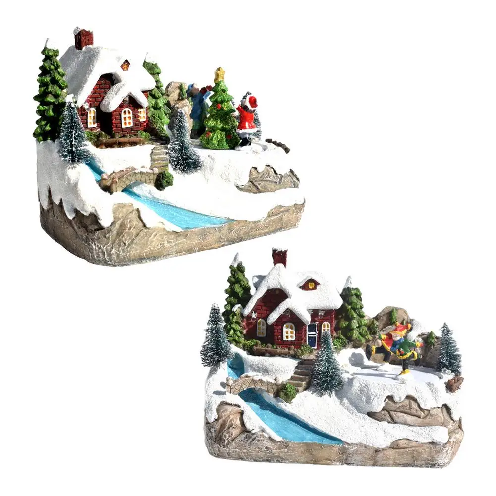 

Рождесветодиодный ские светодиодные светильники, деревянный дом, светящиеся украшения в помещении, рождественские украшения, детские пода...