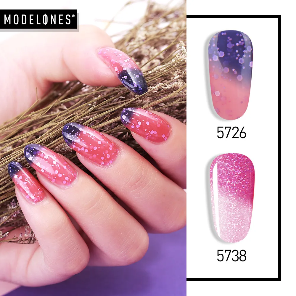 Modelones Chameleon Thermal Led Nail Gel Polish Soak Off Color Changing Long Lasting Change Temperature | Красота и здоровье
