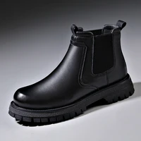winter men boots leather chelsea boots fashion brand men ankle boots non slip male leather shoes black