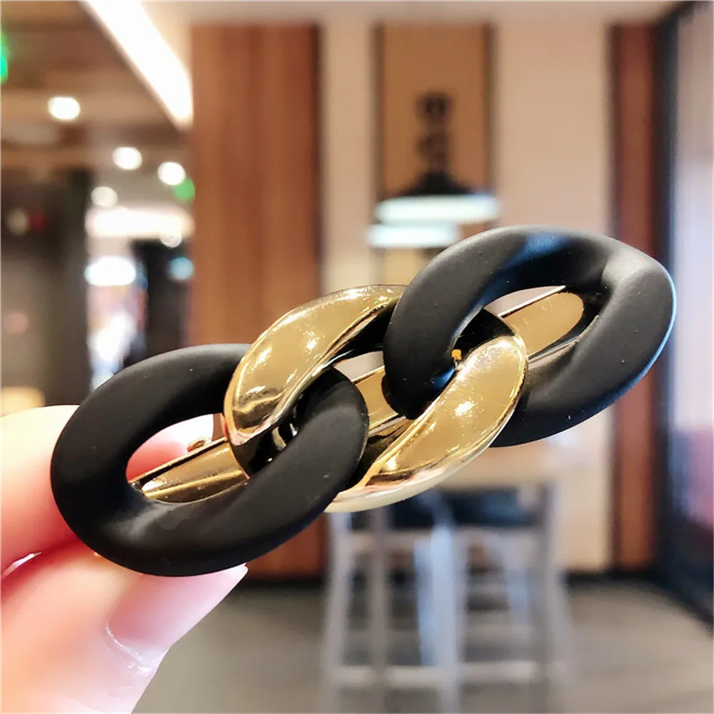 Винтажные корейские заколки для волос из акриловой смолы на цепочке французские