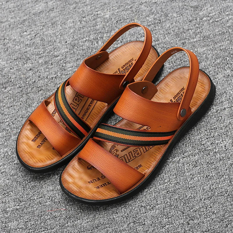 

men 39s summer shoes sandals beach sandalias de cuero hombres la moda verano puntera cerrada genuino fashion leather breathable