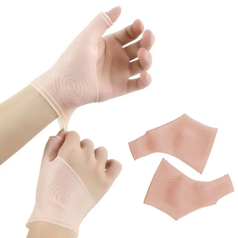 2 unids/par de silicona muñequera de Gel apoyo tirantes guantes de guantes pulgar estabilizador para alivio de dolor para la artritis tendinitis