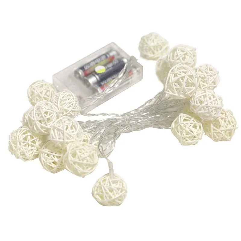 

Battery Operated Rattan Ball Christmas Fairy Lights String for Holiday Lights Birthday Party Decoration Garland Garden Lighting