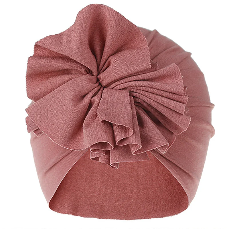 Детские Тюрбан с цветком Шапки шапка для новорожденных мальчиков и девочек