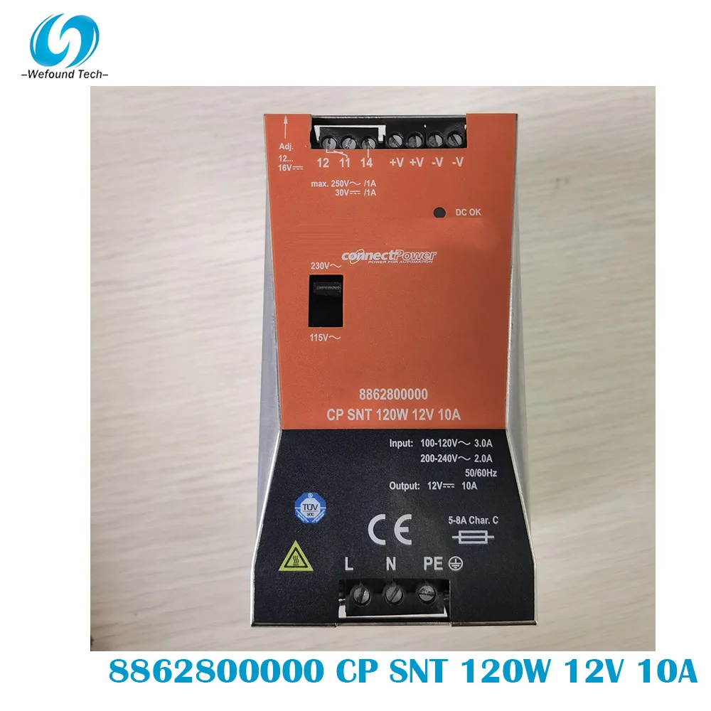 Original For Weidmüller 8862800000 CP SNT 120W 12V 10A Rail Switching Power Supply Single Phase, 100% Tested BeforeShipment.