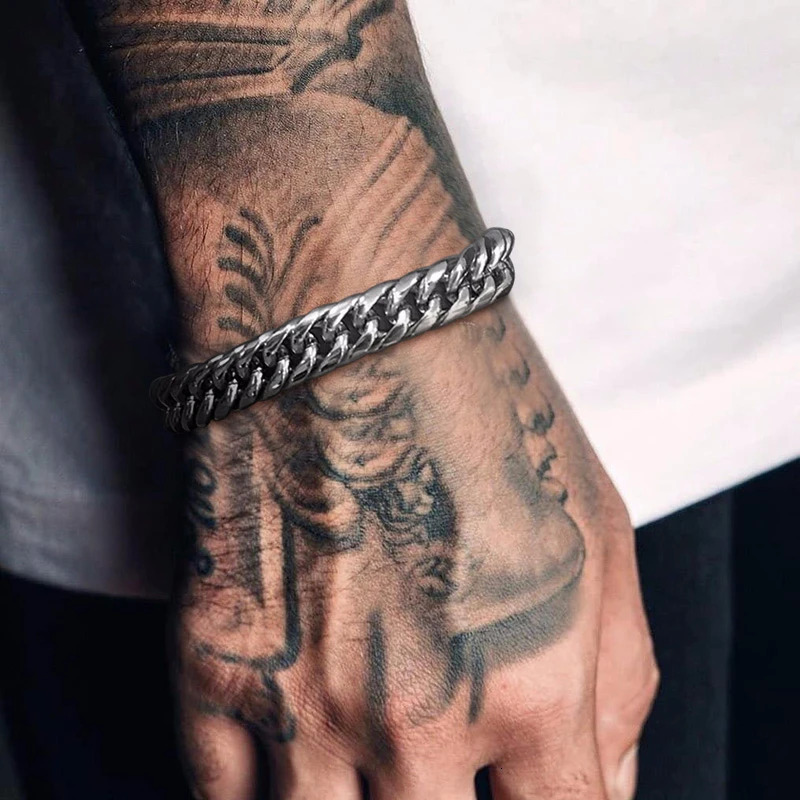 

9-13.5MM MIAMI CUBAN CHAIN BRACELET FOR MEN IN STAINLESS STEEL 6 OR 8 INCH