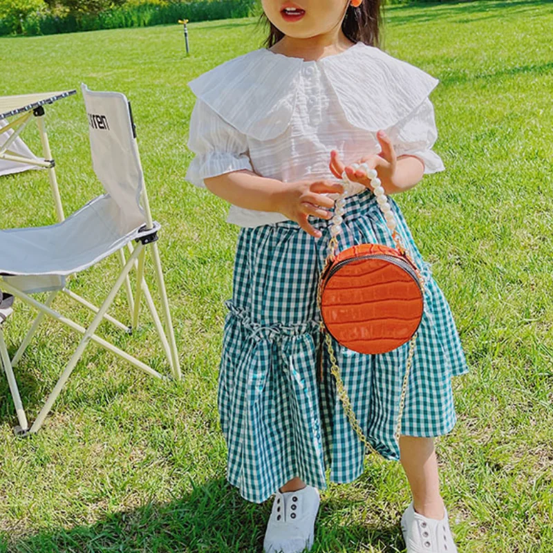 Children Mini Bags 2022 New Girl Princess Fashion Baby Cute Small Messenger Handbag Coin Purse with Pearl