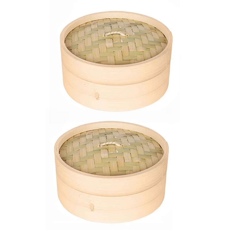 2х клетка и одна крышка для приготовления пищи бамбуковый Пароварка рыба рис