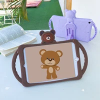 cartoon cute animal bear handle soft silicone tablet stand holder case for ipad 6 7 air 1 2 3 mini 4 5 pro 2017 2018 cover