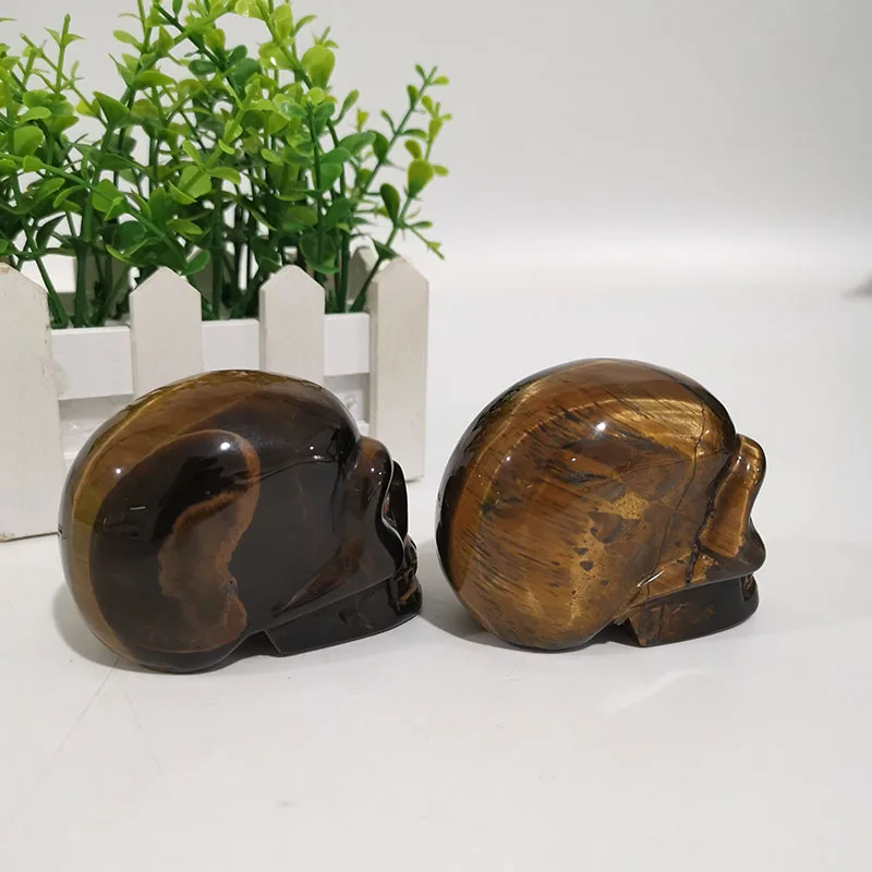 

Factory customized natural 3 inches tiger eye quartz skull for collection and sale cjc