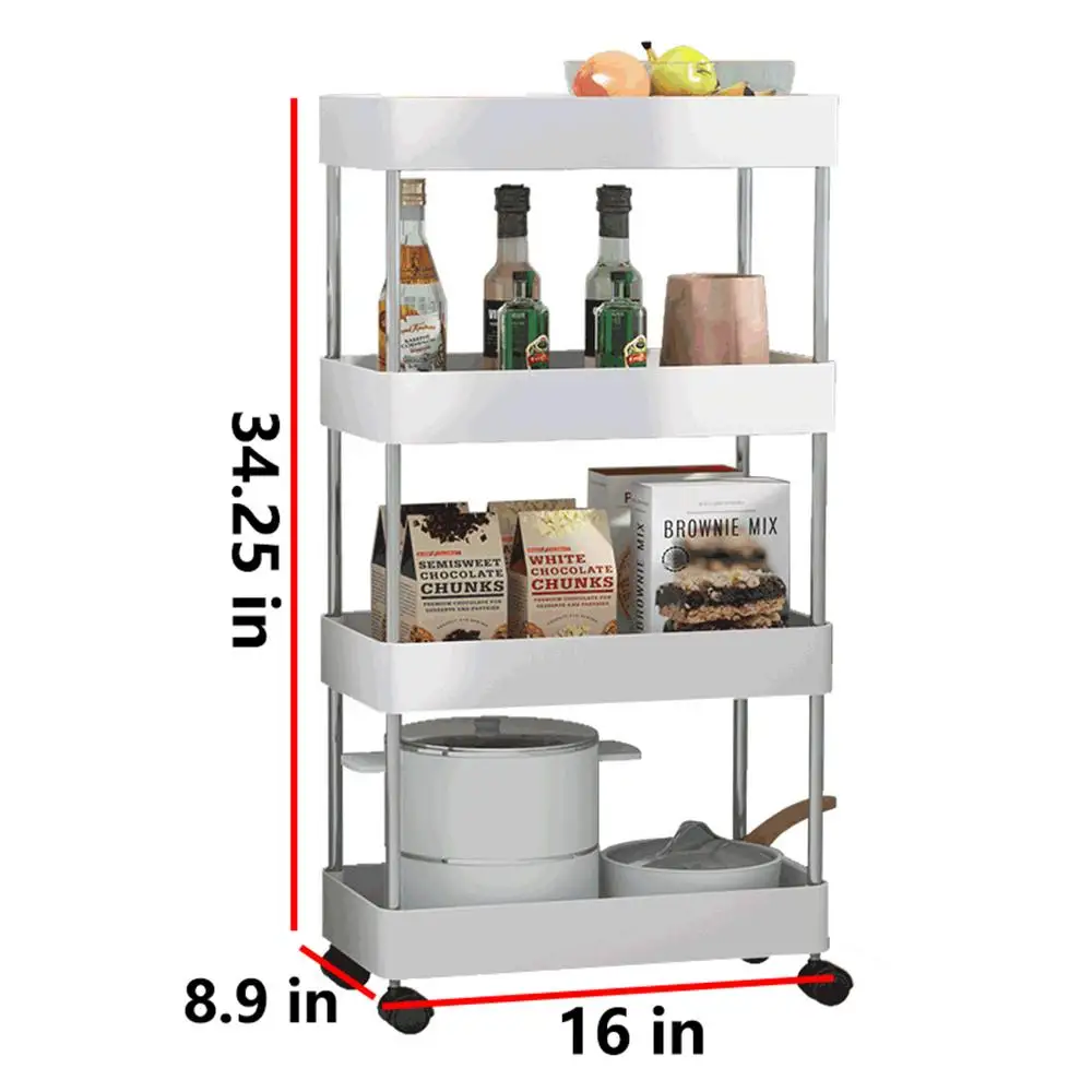

Movable Storage Rack Storage Rolling With 4 Wheels Cart Goods Shelf Multilayer Kitchen Tableware Toiletries Clothes Storage Rack