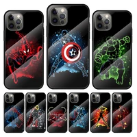 marvel art superhero tempered glass cover for apple iphone 13 12 mini 11 pro xs max xr x 8 7 6s 6 plus phone case coque
