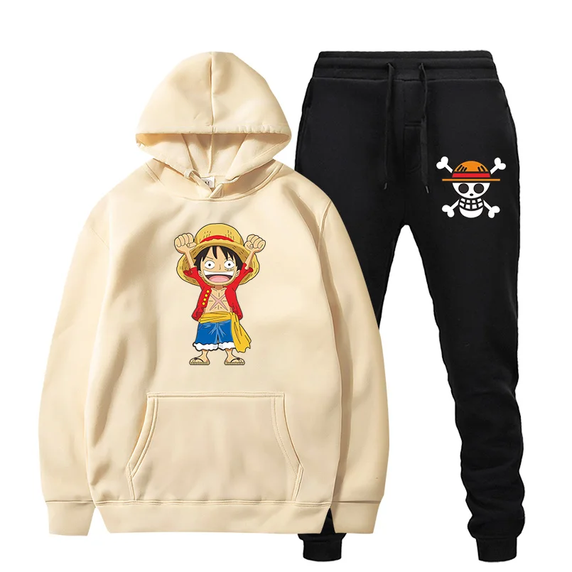 Костюм спортивный Luffy в японском стиле Харадзюку худи с капюшоном и спортивные