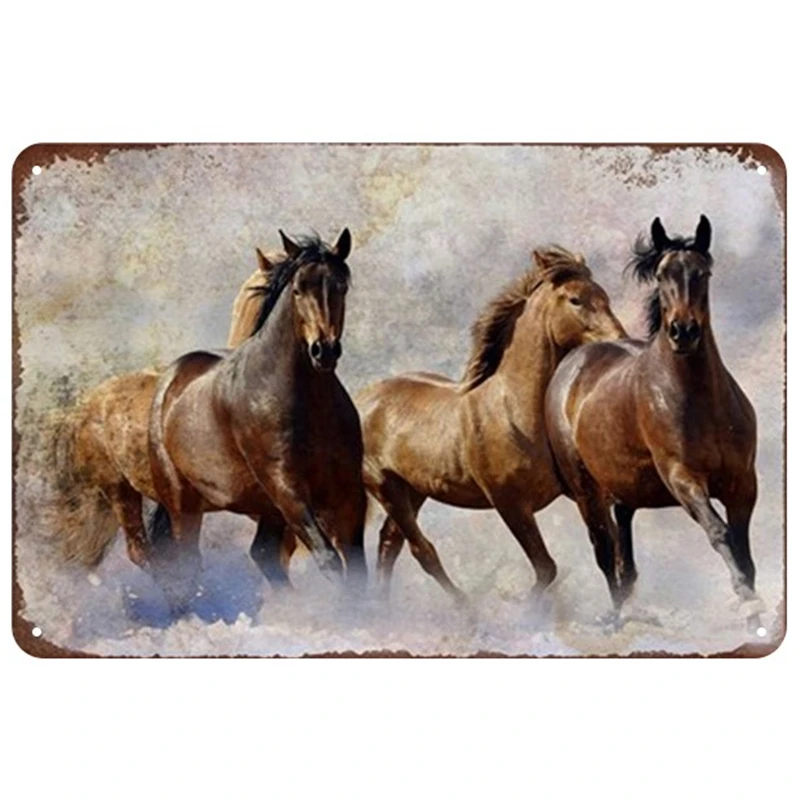 Металлическая винтажная Жестяная Табличка в виде лошади, декор в стиле потертый шик, винтажные металлические знаки, украшение для бара, металлический плакат для паба, металлическая пластина