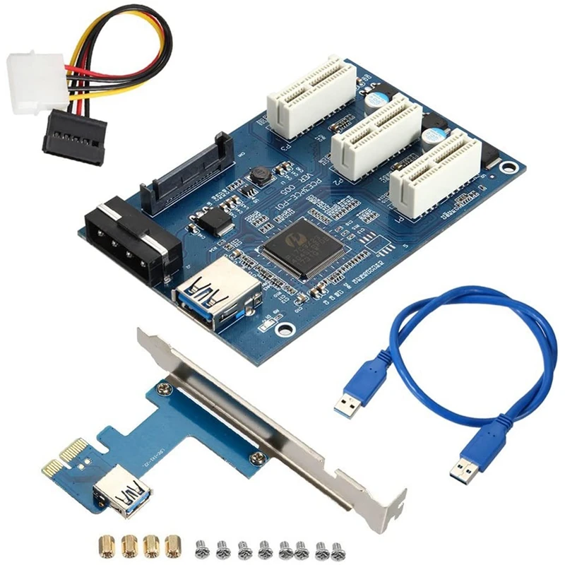 

PCI-E 1X to 3 Port 1X Riser Card Adapter Multiplier HUB USB Cable PCIE Expansion Card GPU Riser Card for BTC Mining