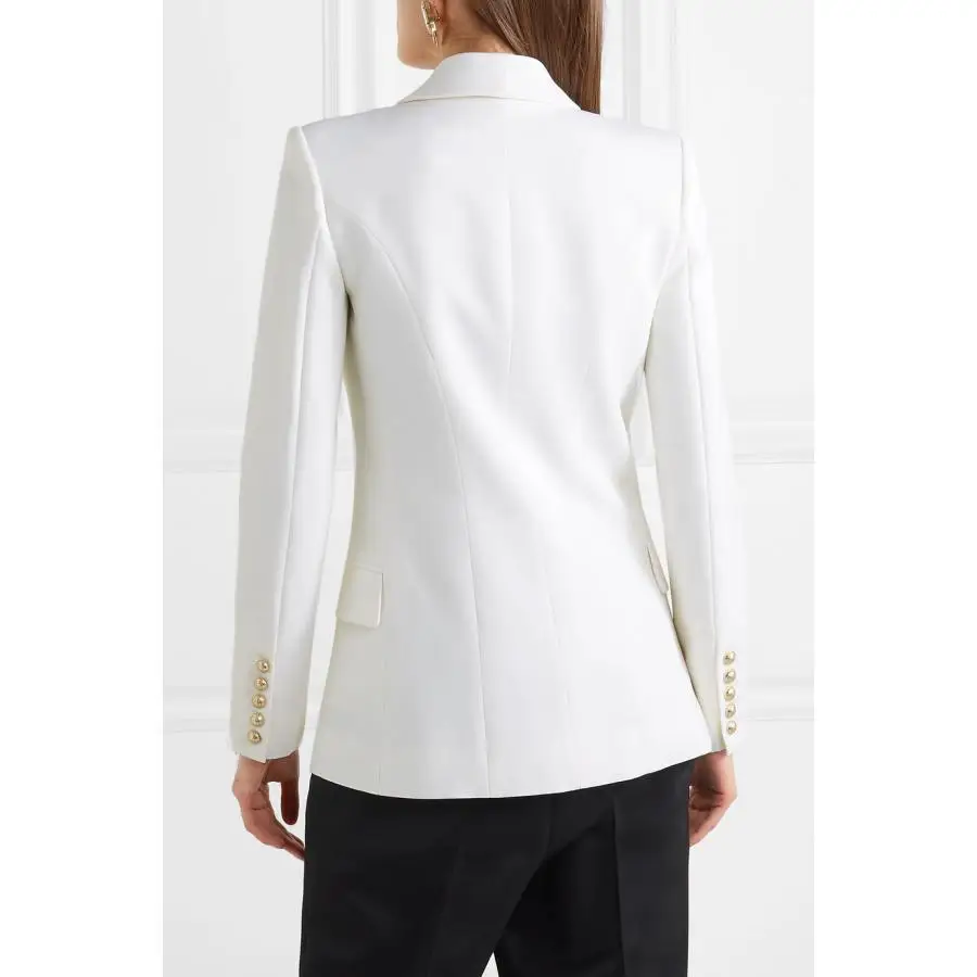 Роскошный белый двубортный Блейзер женская брендовая одежда с золотыми