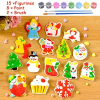 plaster painting kit painting your own figurines 15pcs figurines with 8 pots paint and 2pcs brushes for kids christmas gifts