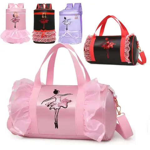 Розовые балетные танцевальные сумки для девочек, детский спортивный танцевальный рюкзак, Детская сумка в бочках, костюм, одежда, обувь, плат...