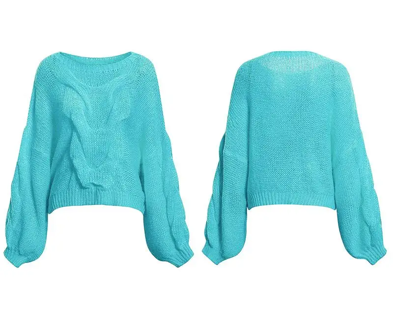 Misswim Casual loose mohair women pullover Autumn winter oversized sweater female lantern sleeve orange sweater jumpers mujer